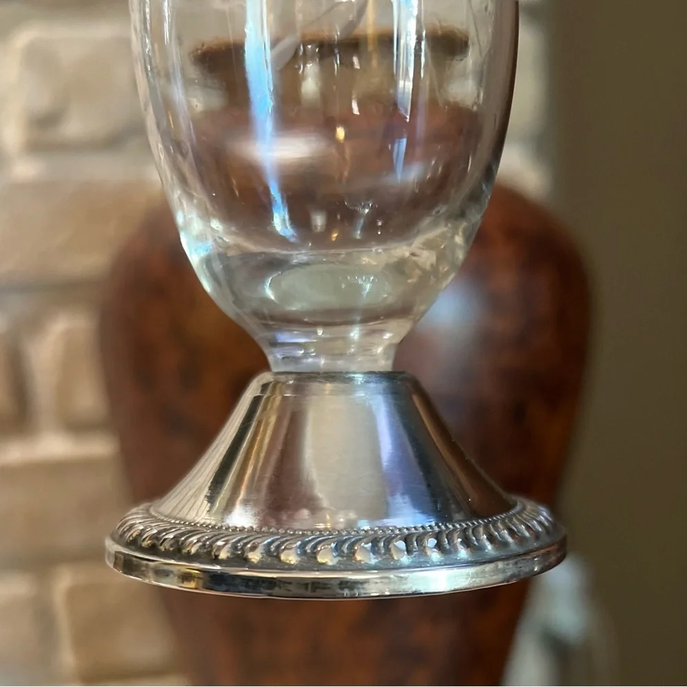 Vintage Duchin Creation Sterling Weighted Bud Vase Crystal Etched Flowers